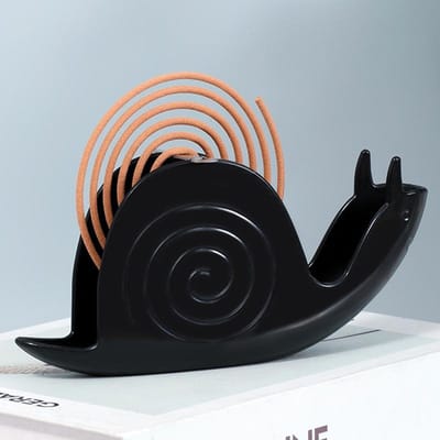 1 support de bobine anti-moustiques en forme d'escargot avec plateau, style nordique, spirale, journée d'été, en plastique, anti-moustiques, encens, plaque de décoration pour la maison noir