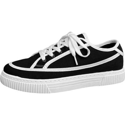 Herfst Nieuwe Herenschoenen, Casual Canvas Schoenen voor Studenten, Koreaanse Versie van de Trendy Schoenen, Heren Sneakers, Platte Schoenen 44 zwart witte kleur