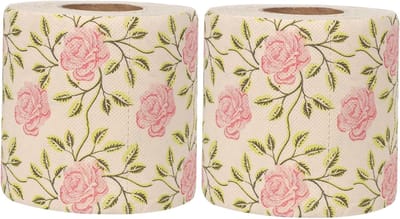 Toiletpapier Bloemenprint - Decoratief Papier - Badkamer Decoratie - Zachte Bamboe Pulp - 2 Rollen