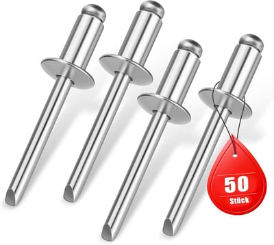 50x Halfholle Blindklinknagels RVS 4,8 x 12 mm Popklinknagels Open Kopsnelbevestiging