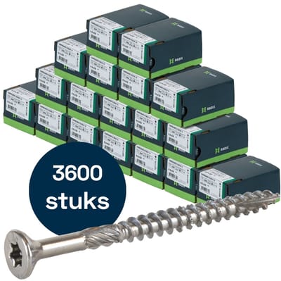 Radix Torx 20 Spaanplaatschroef - Platkop + Snijpunt - 4,0 x 50mm/30 - RVS - Deeldraad (3600 stuks) VOLLE DOOS!