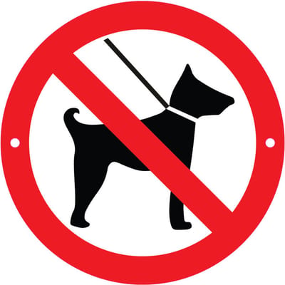 Verbodsbord Verboden Honden uit te Laten - 30cmØ met 2 Boorgaten - op 3mm dik Aluminium