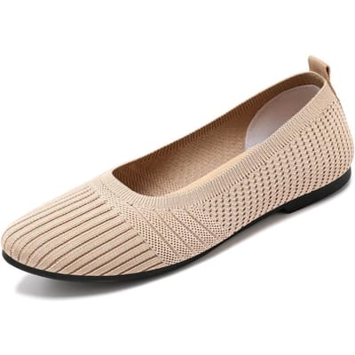 Moeder Schoenen Lente Nieuw Casual Puntige Platte Retro Schoenen Vliegend Geweven Ademende Schoenen voor Vrouwen 40 beige