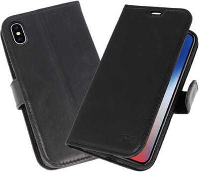 Zwart Rico Vitello Echt Leren Bookstyle Wallet Hoesje voor iPhone 11