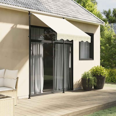 vidaXL - Luifel - uittrekbaar - 200x115 - cm - stof - en - staal - crèmekleurig