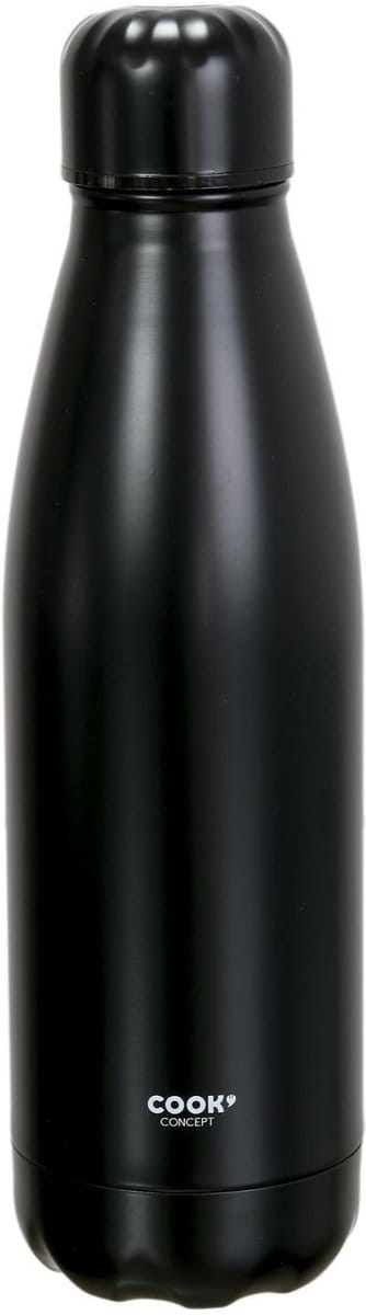 Cook Concept Travel drinkfles voor warme en koude dranken - zwart - roestvrij staal - met schroefdop - 500 ml