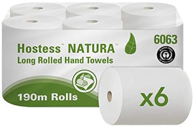 Gerecyclede Handdoekrollen 6 x 190 m - 1-laags Grijs Papieren Handdoekjes voor Duurzame Handhygiëne