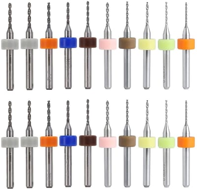 20 Stuks Micro Boor Bits voor PCB en Modejuwelen, Spiral Flute Carbide Mini Bits (0.6-1.5 mm)