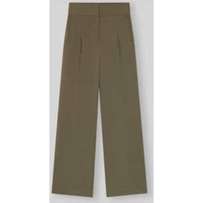 Wide leg broek van viscosemix met bandplooien