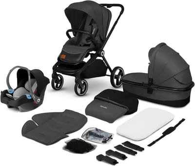 3-in-1 Combi Kinderwagen met Reiswieg, Buggy en Autostoel | Volledige Vering | Inklapbaar | Universele Adapters
