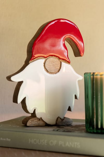 J-Line decoratie Kerstman Blinkend - hout - mix - small