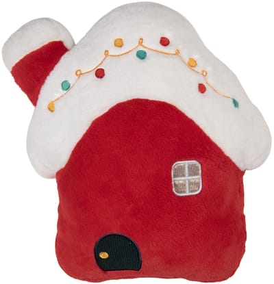 Clayre & Eef Sierkussen Huis 40x8x40 cm Rood Polyester