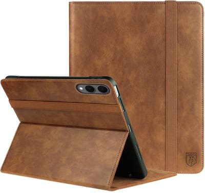 Rosso Element Hoes Geschikt voor Samsung Galaxy Tab S11 Ultra | Book Case | Volledige bescherming | Elastische band | Sleep/Wake functie | Met Penhouder | Verstelbare standaard | Bruin