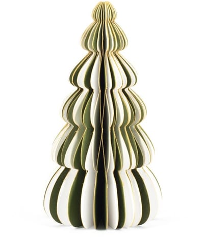 Papieren kerstboom wit met groen 16cm