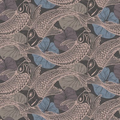 Oosters behang Profhome 378594-GU vliesbehang glad met dieren patroon glanzend blauw bronzen bruin beige 5,33 m2