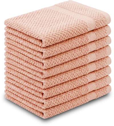DoubleDry Popcorn Weave Gastendoekjes 30x50 cm - Set van 8 - 100% Katoen 450 g/m2 - OEKO-TEX Made in Green - Perzik