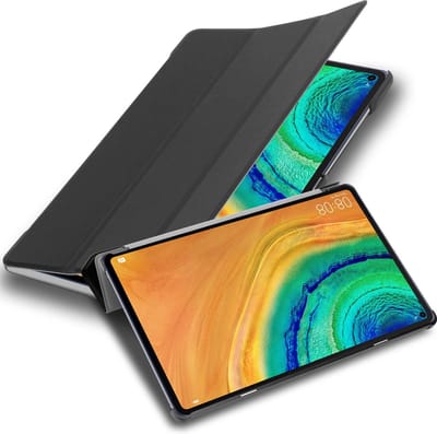 Cadorabo Tablet Hoesje geschikt voor Huawei MatePad PRO (10.8 Zoll) in SATIJN ZWART - Ultra dun beschermend geval met automatische Wake Up en Stand functie Book Case Cover Etui