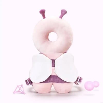 DW4Trading Baby Hoofdbeschermer Roze Bij - Veiligheidskussen - Valrugzak - 3D Ademend - Peuter