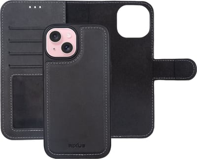 Rixus Duo Magnetic Detachable Wallet For Apple iPhone 16 Black