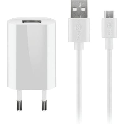 Goobay platte USB lader | incl. Micro USB kabel | 5W | wit | 1 meter