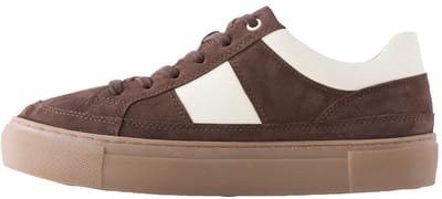 Next - Dames - Forever Comfort® leren grove vetersneakers met strepen op de zijkanten - Bruin
