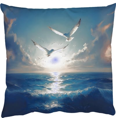 Sierkussens - Kussentjes Woonkamer - 50x50 cm - Meeuwen - Zee - Wolken -Blauw