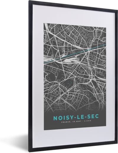 Fotolijst incl. Poster - Noisy-le-Sec - Frankrijk - Stadskaart - Kaart - Plattegrond - 40x60 cm - Posterlijst