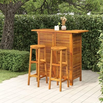 Houten Bar Set - Buitenmeubels Tuin - Buiten Ontspannen - Massief Acacia Hout - 110 cm Lengte - Natuurlijk