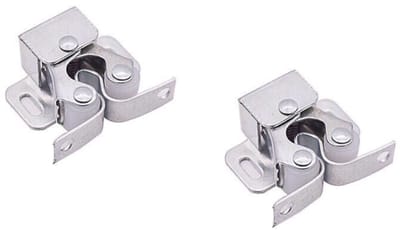 2 stuks - Kastgrendel - voor kastdeurgrendels en -grendels - zilver - Dubbele rolgrendel - Beslag - Met schroeven - 35*27 mm - metaal