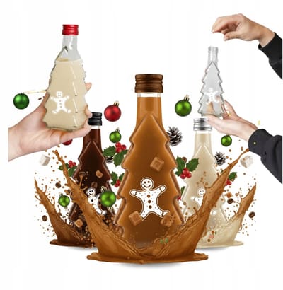 Bimberek - Decoratieve Kerstfles - 250ml - Boomvorm - Glazen Met Nadruk