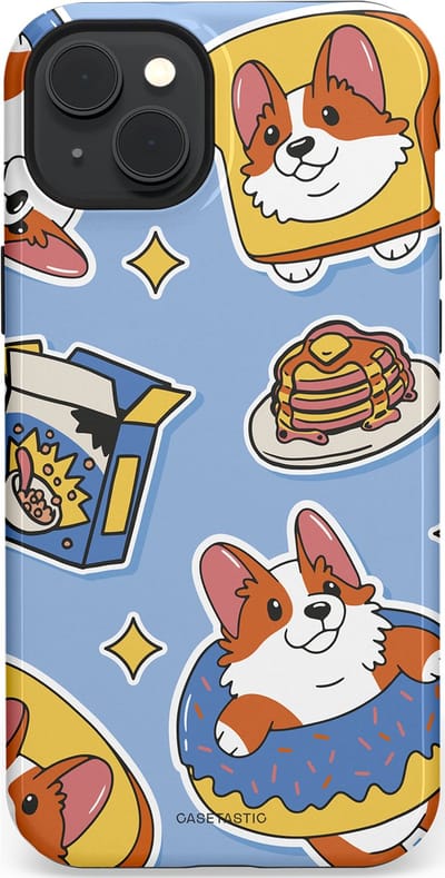 Casetastic Hoesje Geschikt voor Apple iPhone 15 Plus Magsafe - Stijlvolle Beschermende Duo-layer Case - Hondenfeest Ontbijt
