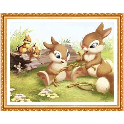Diy Diamond Schilderen Cross Stitch Diamond Borduren Kinderen Slaapkamer Leuke Cartoon Konijn Punt 20X30CM beige