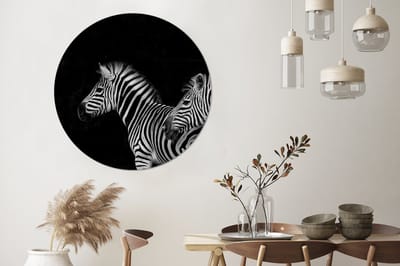 WallCircle® Wandcirkel 140x140 cm - Muurcirkel Inductie beschermer - Zebra - Zwart wit - Kookplaat - Muurdecoratie woonkamer - Wanddecoratie slaapkamer - Kamer decoratie accessoires - Ronde schilderijen