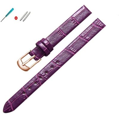 8mm 10mm Dames Meisjes Slanke Lederen Band Kwaliteit Horloge Accessoires Riem Slub Horlogeband Rose Gouden Pin Gesp 17mm gray