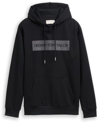Tom Tailor Denim - Hoodie-sweatshirt met print - Maat S - Night Watch Black