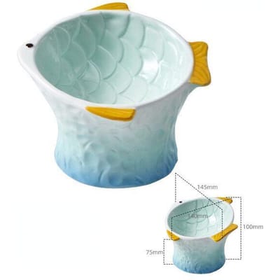 Gamelle pour chat, gamelle pour animaux de compagnie, gamelle pour friandises pour chiens, assiette pour alimentation et repas, gamelles surélevées en céramique décoratives pour chatons, gamelles d'eau surélevées créatives 14.5x10cm white