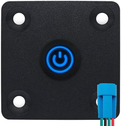 ProRide Metalen drukschakelaar Inbouwpaneel 12V ON-OFF - 12mm - met Aansluitkabel - 12V/24V - LED indicatie Blauw