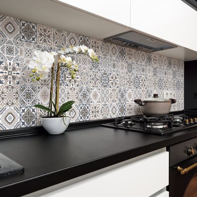 Zelfklevende tegelmuurstickers voor keuken en badkamer - 24 Giacomo Azulejos cementtegelstickers - 24 stickers, 30x30cm