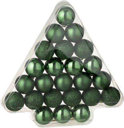 J-Line kerstbal - kunststof - groen - doos van 24