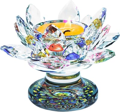 Kleurvolle Kristallen Lotus Bloemen Kaars - Lange Kaarsenhouder - Regenboog Voor Thuis Decoratie Kantoor Trouwen Tafel