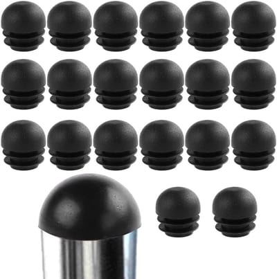 20 Stuks Zwarte Rondelijke Stoelpootdoppen 32mm - Plastic Eindkappen voor Meubels, Bescherming en Geluidsdemping