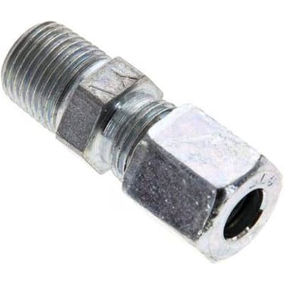 1/8'' NPT Buitendraad x 6LL Verzinkt Stalen Rechte Snijring Koppeling 100 Bar DIN 2353