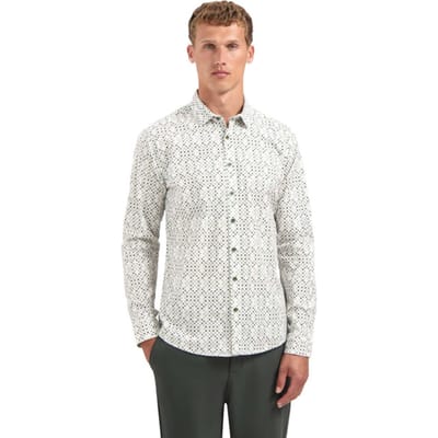 No Excess Shirt Stretch Allover Printed Dark Green Maat: S | Casual Overhemden Outlet | Heren | Groen