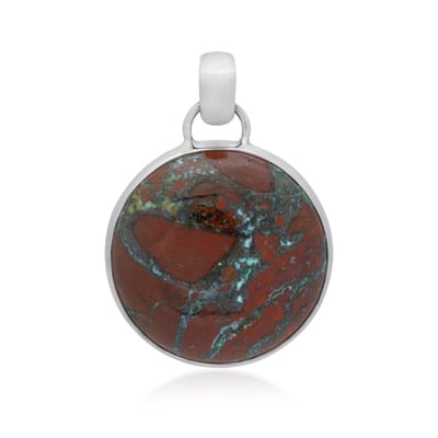 Cavill - Zilveren Hanger - 925 Sterling Zilver Geplatineerd - Dieprode Zariniet Cabochon 30,3 ct - Handgemaakt Bali Barong Design - Luxe Edelsieraad