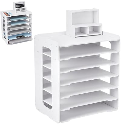 Dailygoods- Papieropbergorganizer 7 niveaus - Stapelbare Bestandsorganizer - Kunststof Papierhouder - Kantoor Organizer - 25 x 34 x 39 cm