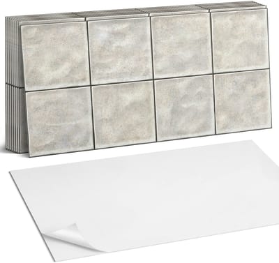 Coloray Plaktegels - Keramische tegeltextuur Zelfklevende Wandtegels - 40 cm x 20 cm - Romig Plaktegels - 10 stuks - Rechthoek PVC Tegels - Plaktegels Badkamer - Vloertegels Zelfklevend - Vinyltegels Vloer Zelfklevend - Portugese Tegels