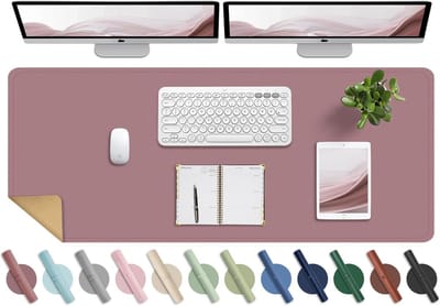 Grote Bureau Onderlegger 120 x 60 cm, Leer Bureau Mat voor Kantoor, Computer Onderlegger, Werkplek Decoratie, Geschikt voor Thuis en Kantoor, Paars-Roze