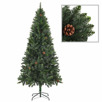 vidaXL Kunstkerstboom met verlichting kerstballen dennenappels 180 cm