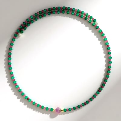 Cavill - Stalen Halsband met 4 845 ct Mozambique Robijn en 19 199 ct Roze Toermalijnen - Zoetwaterparels - Elegante Sieraden - 31 42 cm