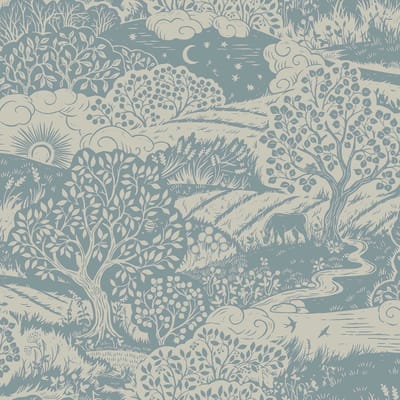 Boråstapeter Vliesbehang 5828 - Nordic Folks - Toile de Jouy Blauw - 53cm x 10.05m